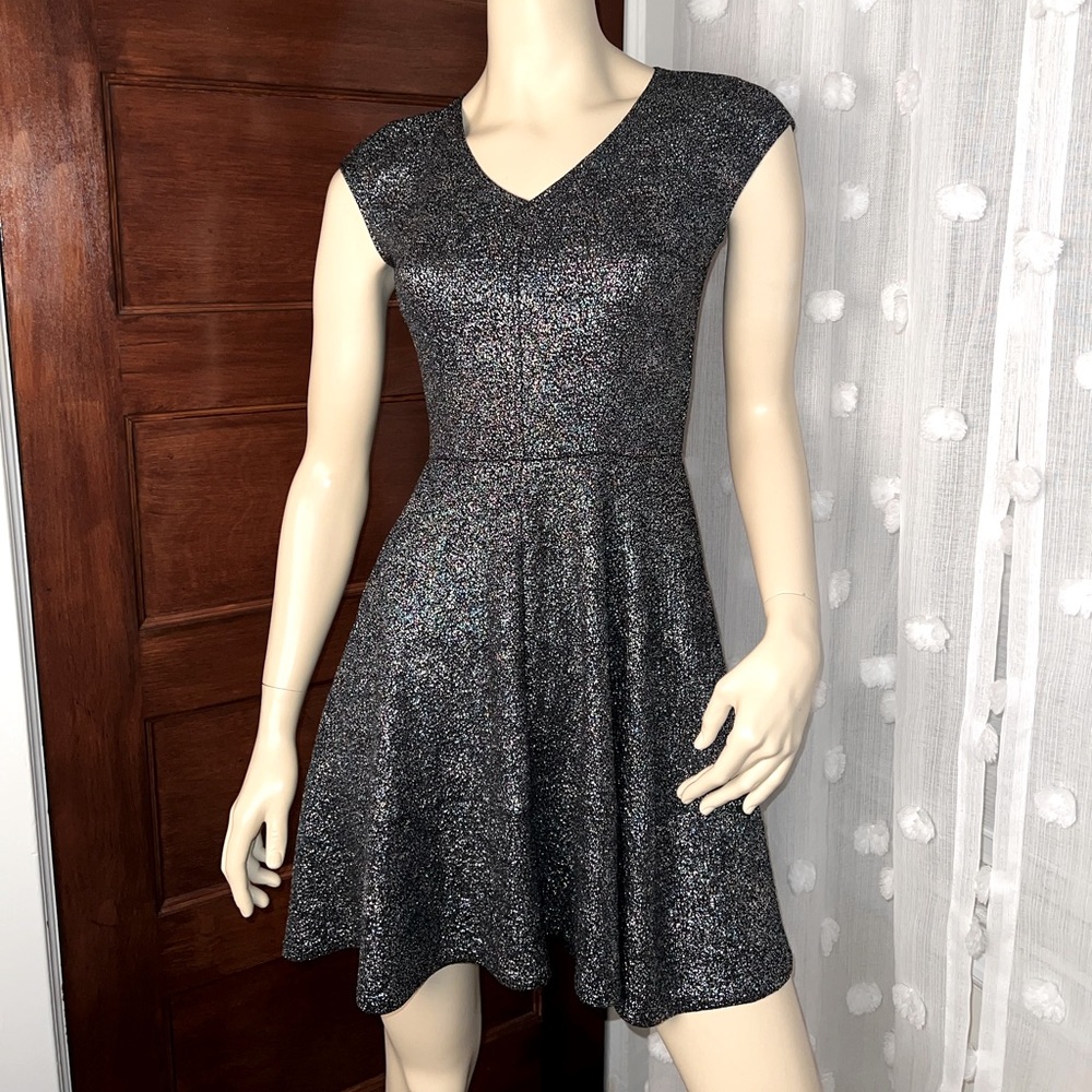 Bar III Black/Rainbow Iridescent Dress, size medium
